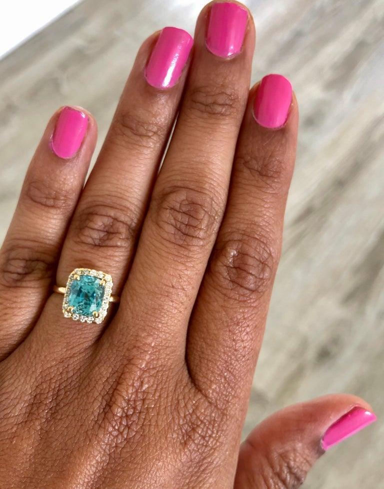 5,00 Karat Blauer Zirkon Diamant 14 Karat Gelbgold Ring im Zustand „Neu“ im Angebot in Los Angeles, CA