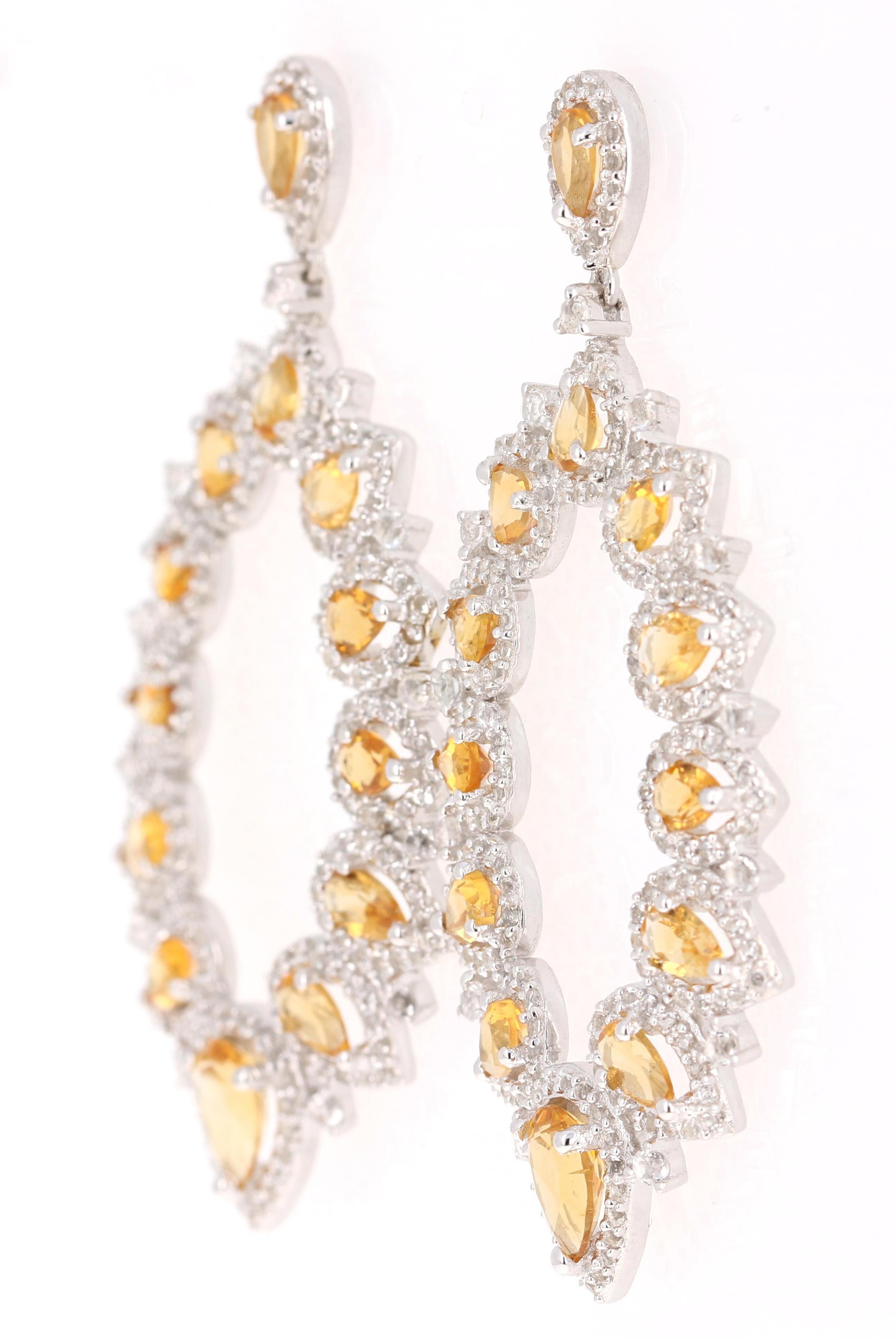 Contemporary 5.00 Carat Citrine White Topaz Silver Earrings For Sale