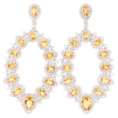 5.00 Carat Citrine Topaze blanche Boucles d'oreilles en argent