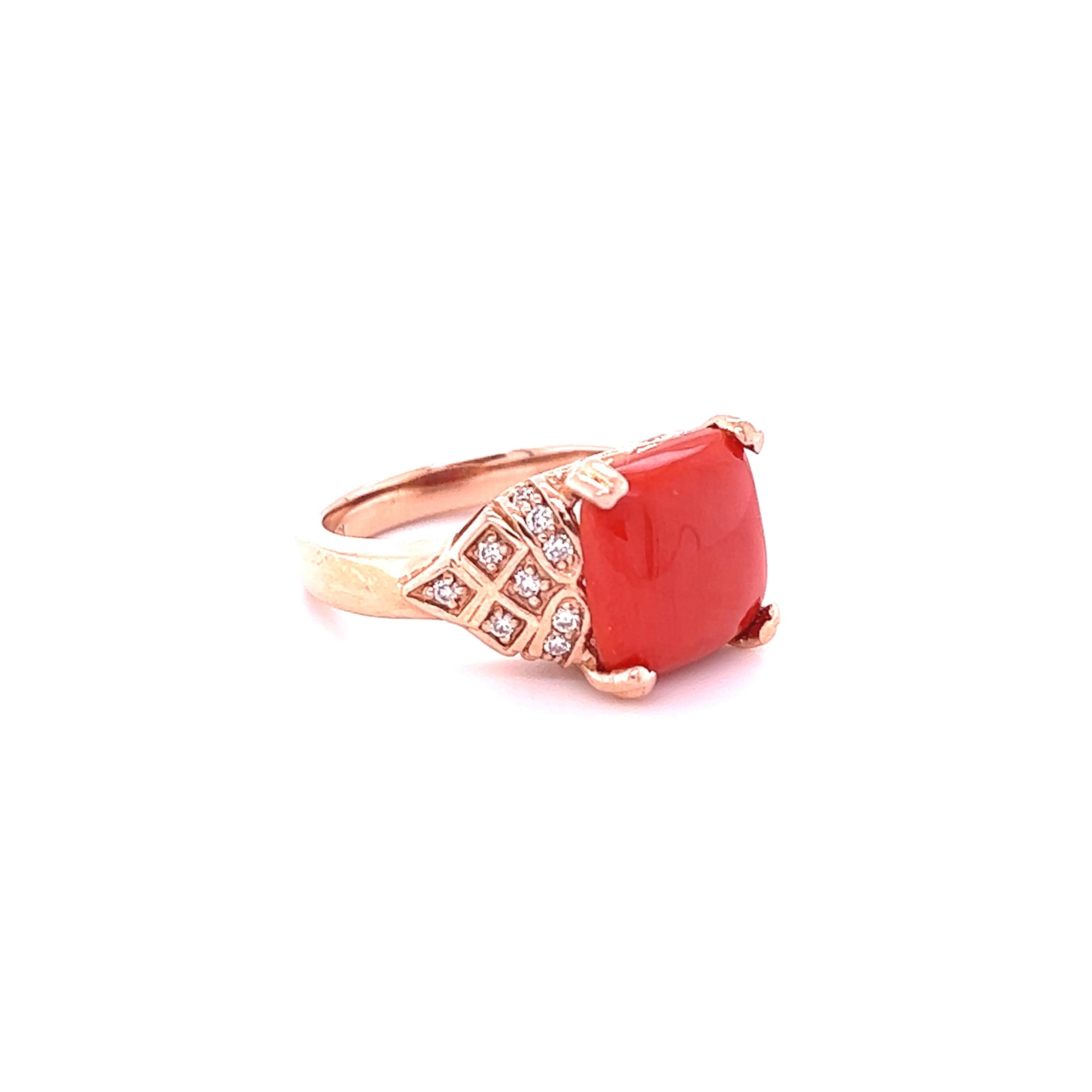 5.00 Carat Coral Diamond Rose Gold Cocktail Ring In New Condition For Sale In Los Angeles, CA