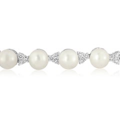 5.00 Carat Diamond and Pearl White Gold Necklace