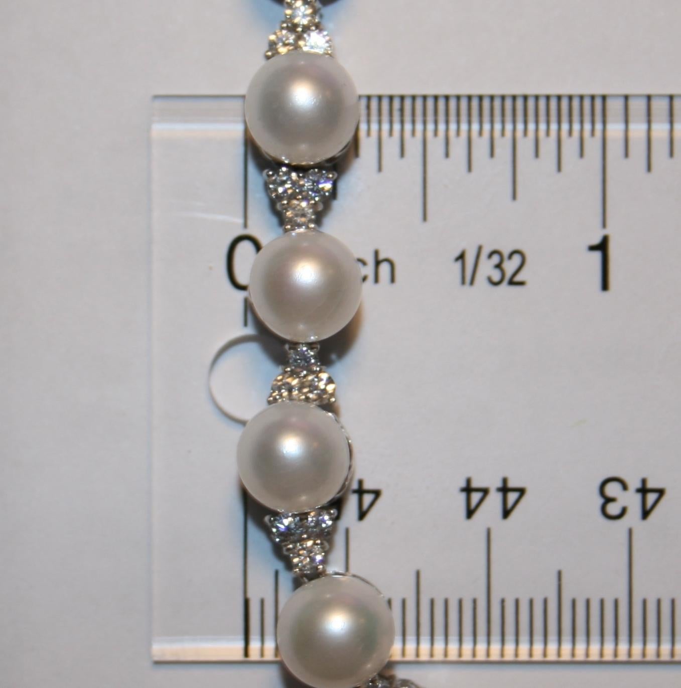 5.00 Carat Diamond and Pearl White Gold Necklace For Sale 1