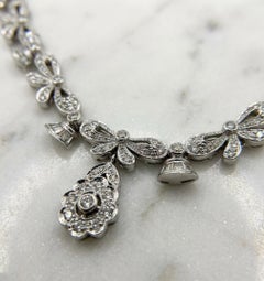 5.00 Carat Diamond Bells Bows and Flowers Necklace in 18K White Gold