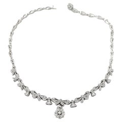 5.00 Carat Diamond Bells Bows and Flowers Necklace in 18K White Gold