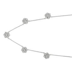 Collier à fleurs en or blanc 14 carats avec diamants de 5,00 carats G SI