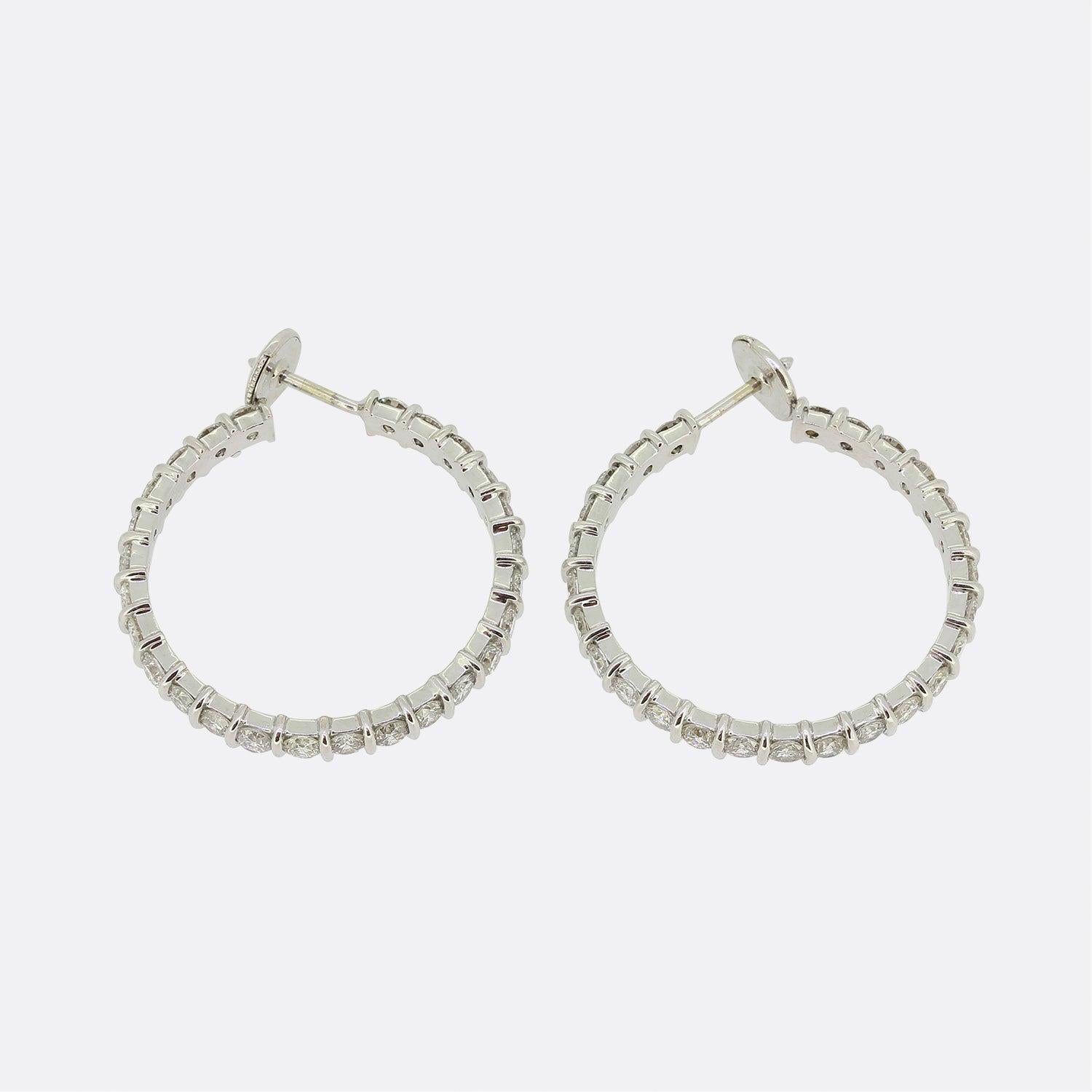 Pendientes de aro de diamantes de 5.00 quilates Corte brillante en venta