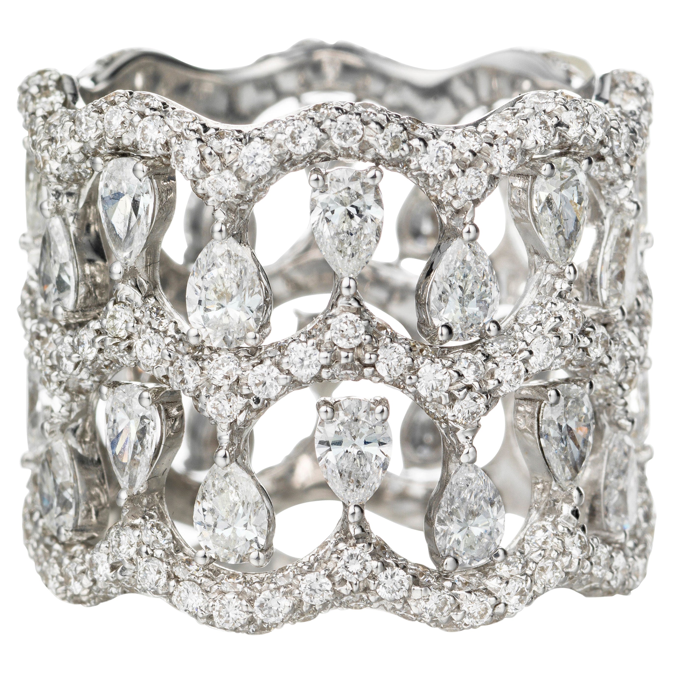 5,00 Karat Diamanten 18kt Weißgold Composition-Ringe „Regina“ im Angebot