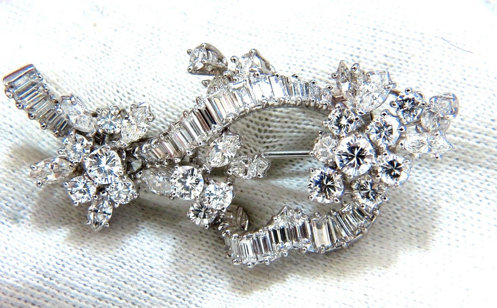 5.00 Quilates Diamantes Racimo Broche Colgante Alfiler Platino Estate Racimo Cocktail Corte redondo en venta