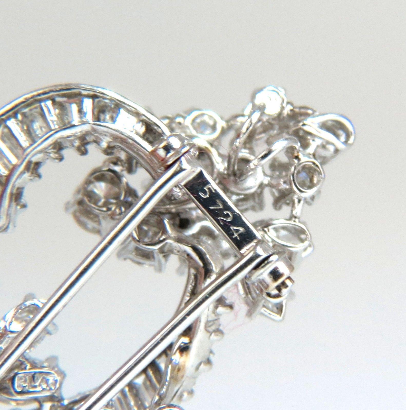 5.00 Carat Diamonds Cluster Brooch Pendant Pin Platinum Estate Cluster Cocktail For Sale 2