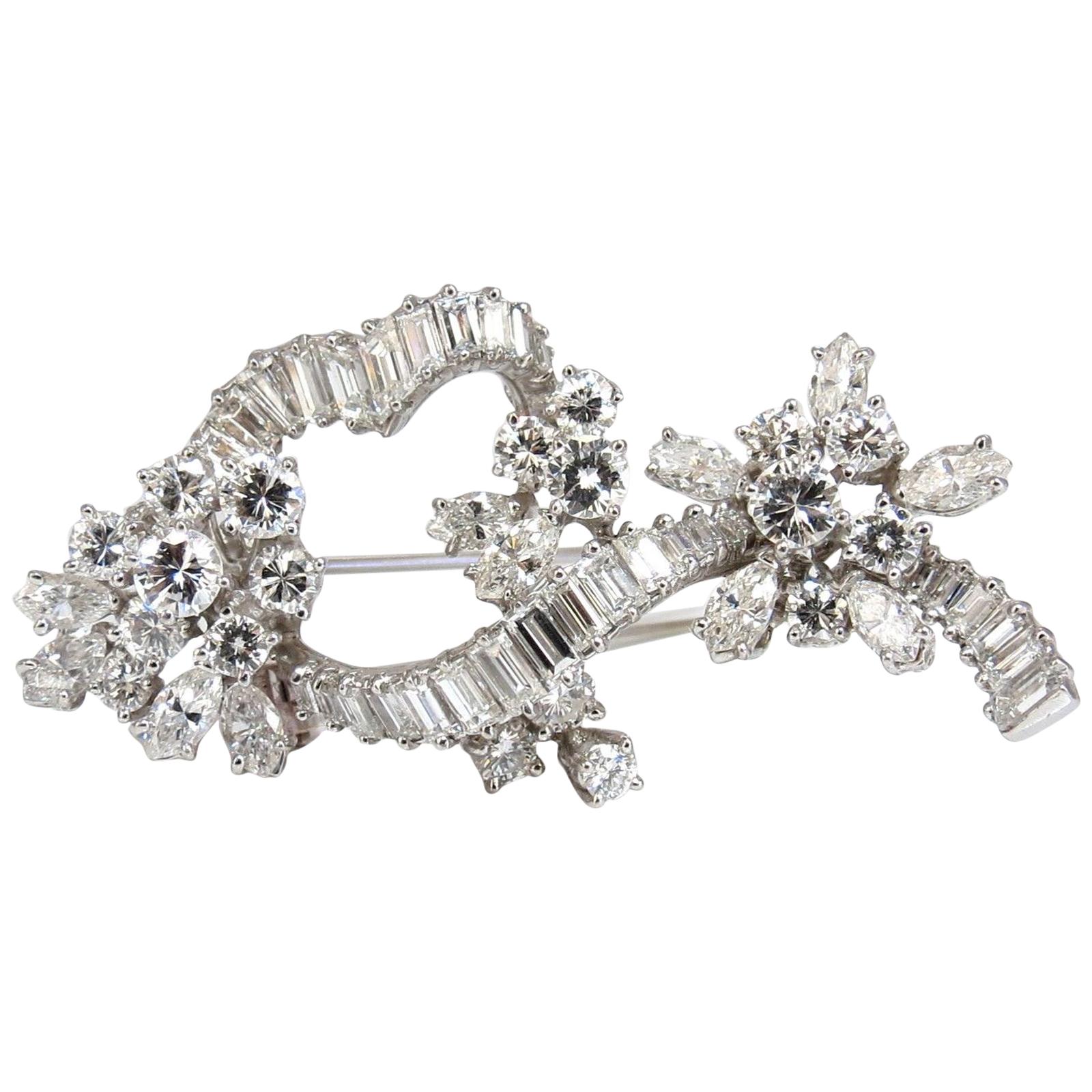 5.00 Carat Diamonds Cluster Brooch Pendant Pin Platinum Estate Cluster Cocktail