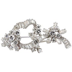 5.00 Carat Diamonds Cluster Brooch Pendant Pin Platinum Estate Cluster Cocktail*