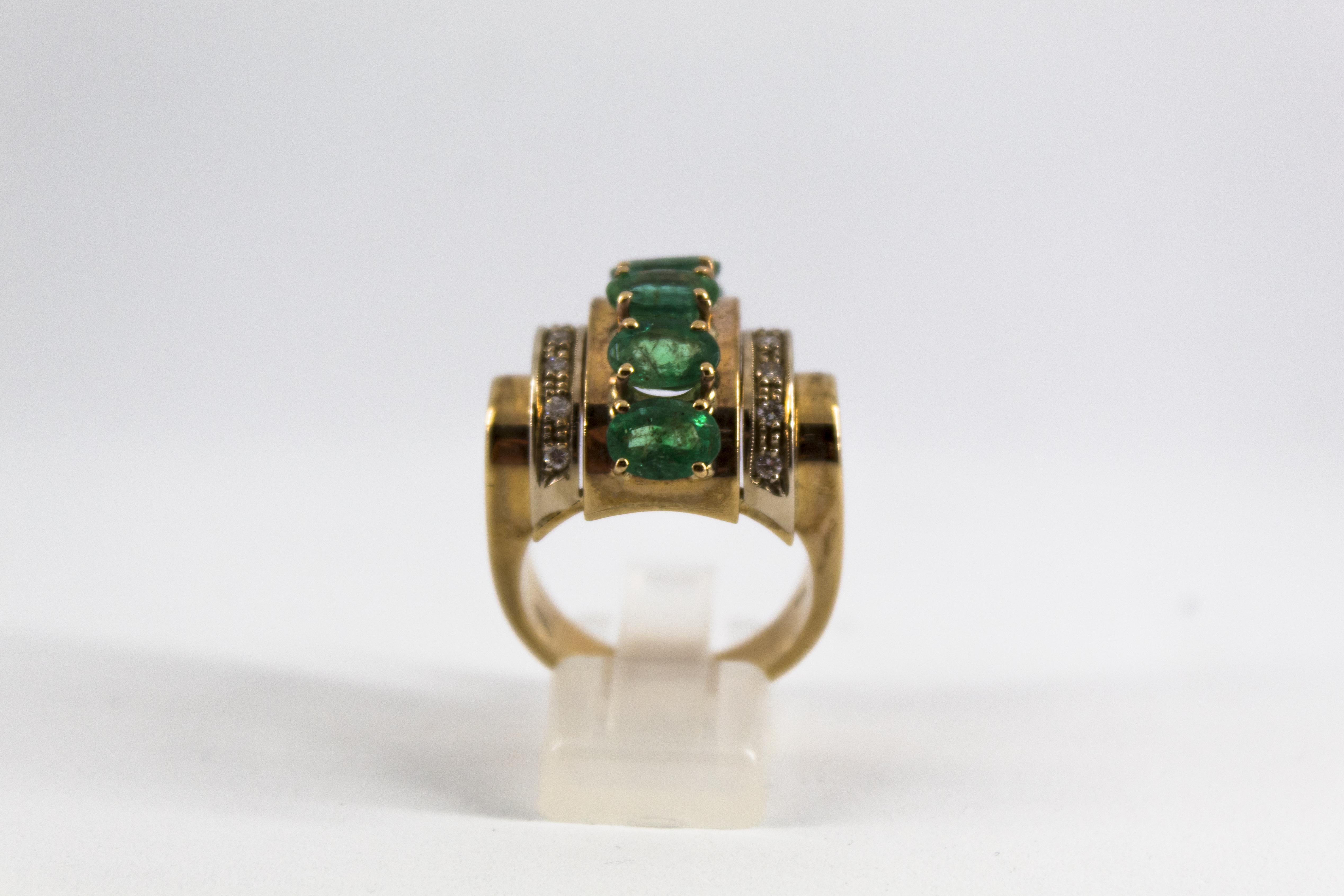 This Ring is made of 14K Yellow Gold.
This Ring has 0.30 Carats of White Diamonds.
This Ring has 5.00 Carats of Emeralds.
This Ring is available also with Rubies.
Size ITA: 19 USA: 8 3/4
We're a workshop so every piece is handmade, customizable and