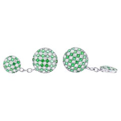 Boutons de manchette émeraude de 5,00 carats et diamants de 2,00 carats