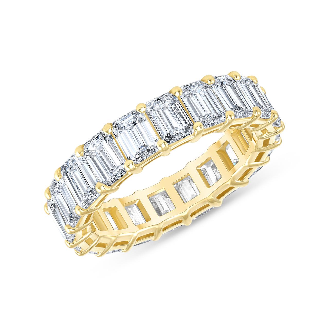 5.00 Carat Emerald Cut White Diamond Eternity Ring / Band Rings/ 18 Karat Gold For Sale 3