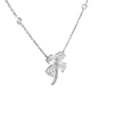 5.00 Carat  F VVS2 Pear Shaped Diamond Clover Pendant