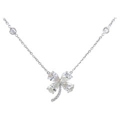 5.00 Carat  F VVS2 Pear Shaped Diamond Clover Pendant