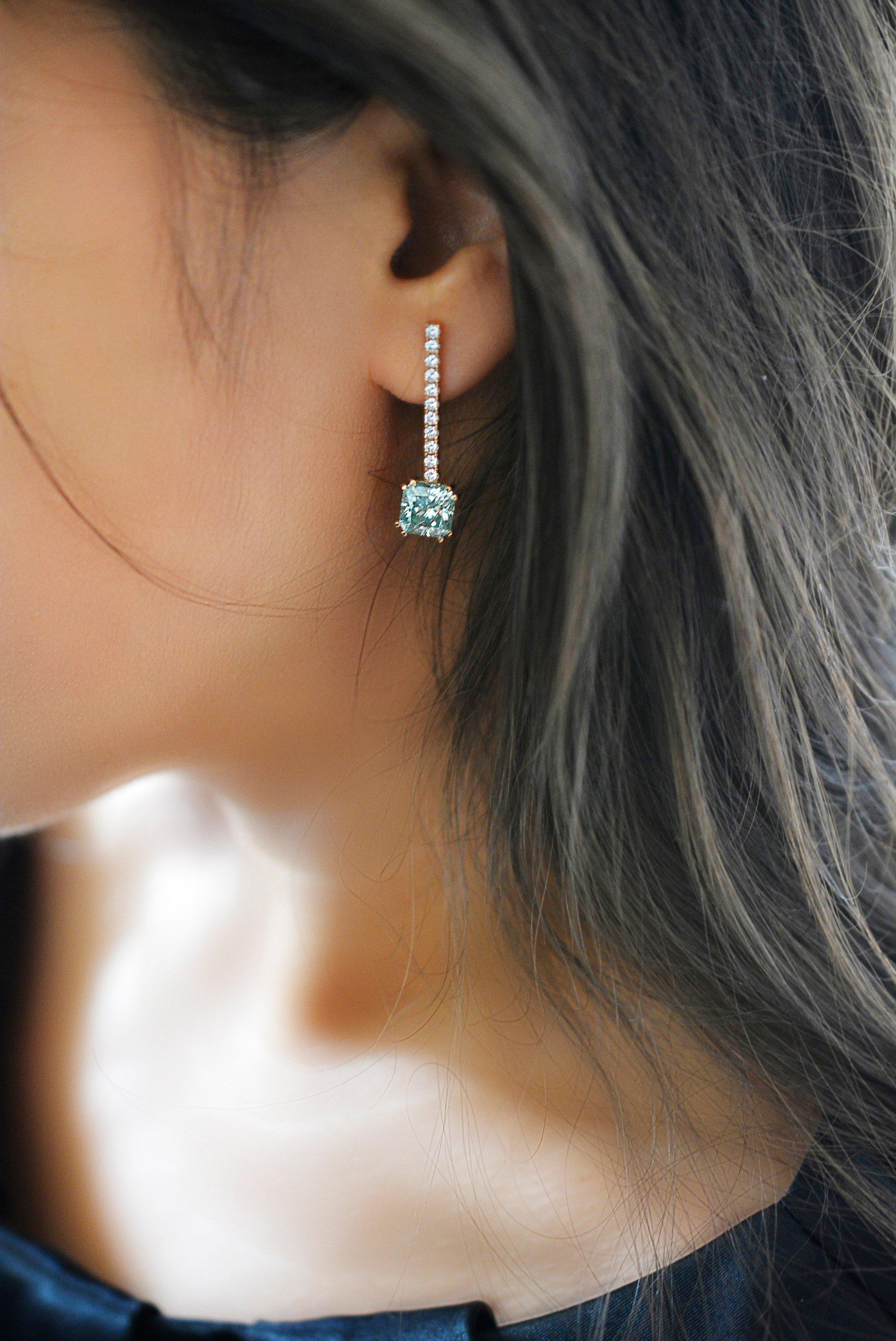 green moissanite earrings