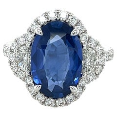 5.00 Carat GIA Certified Ceylon Sapphire & Diamond Ring in Platinum