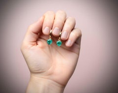 Heart-Shaped Colombian Emerald Dangle Earrings in 18K Gold, 5 Carats