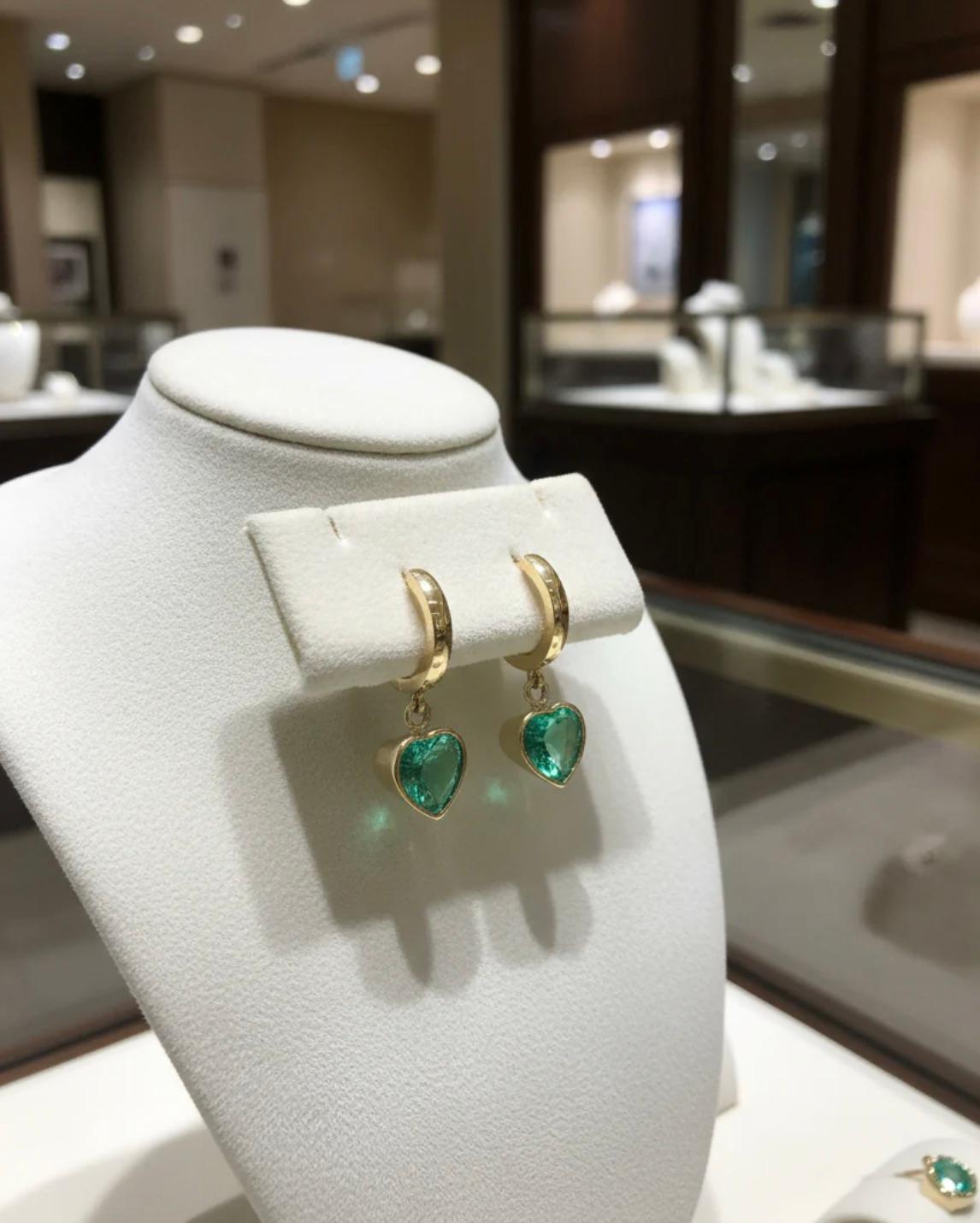 Smeraldo colombiano a forma di cuore da 5,00 carati in oro giallo da 18 carati in vendita 2