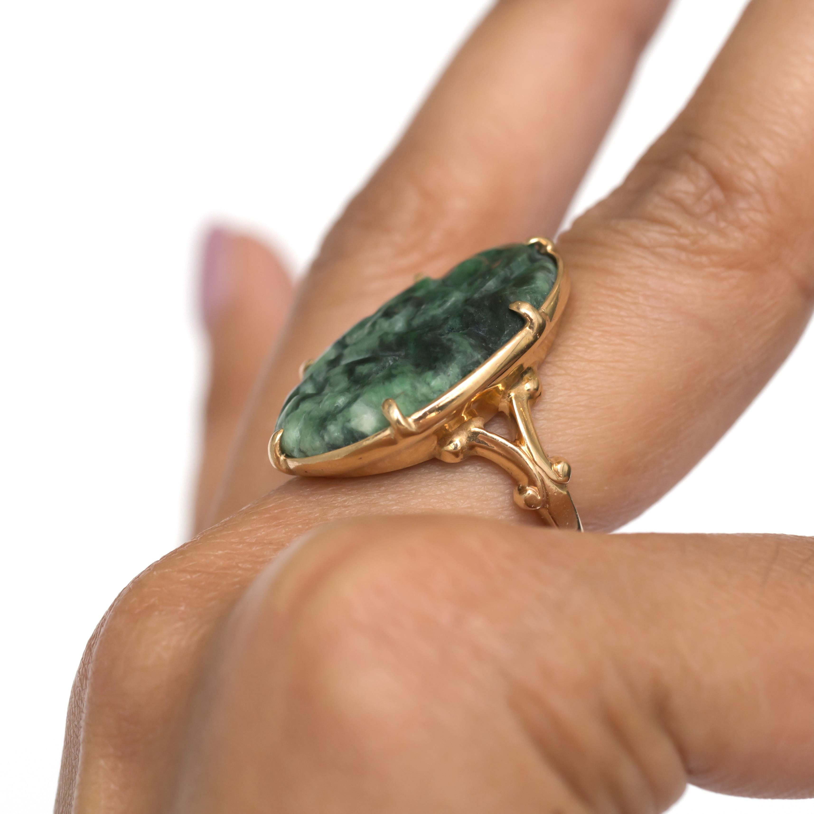 5.00 Carat Jade Yellow Gold Cocktail Ring For Sale 2