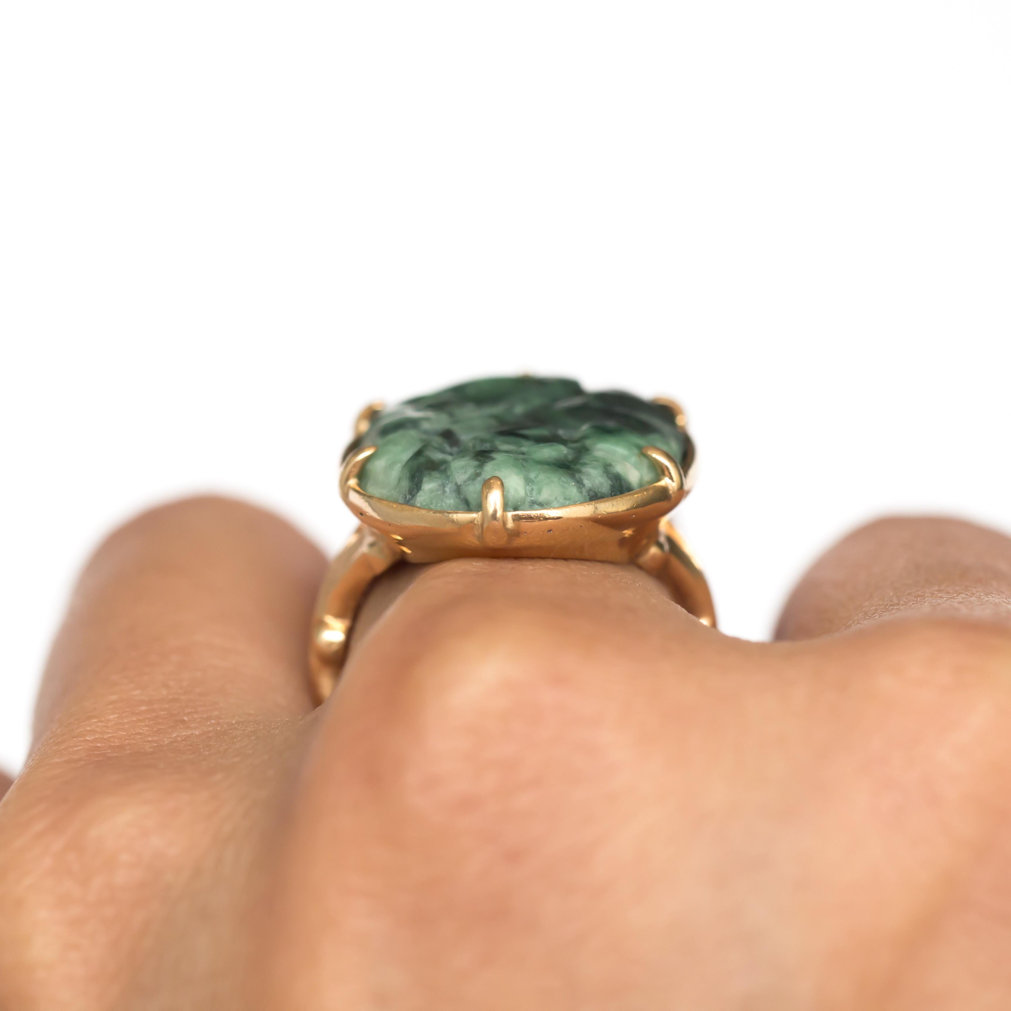 5.00 Carat Jade Yellow Gold Cocktail Ring For Sale 3