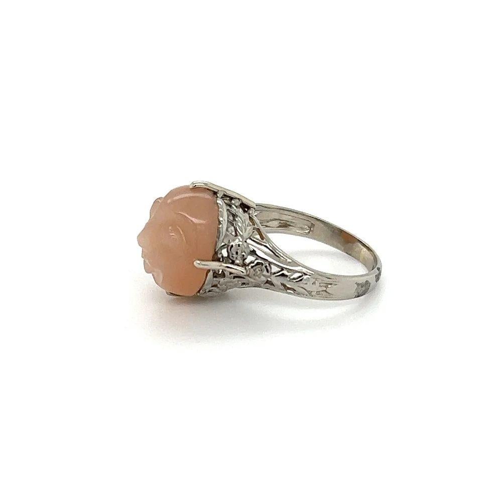 5.00 Carat Moon Face Carved Moonstone Vintage Art Deco Gold Ring Pour femmes en vente