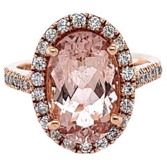 Anello di fidanzamento in oro rosa con diamante Morganite da 5.00 carati