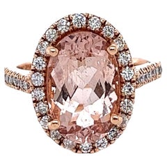 5.00 Carat Morganite Diamond Rose Gold Engagement Ring