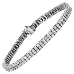 Bracelet tennis à 2 rangées de diamants naturels de 5,00 carats G SI en or blanc 14 carats