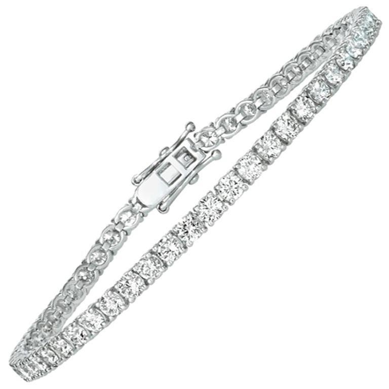 5.00 Carat Natural Diamond Bracelet G Si 14 Karat White Gold 53 Stones For Sale