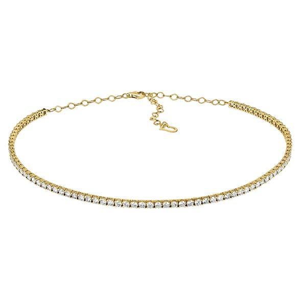 5.00 Carat Natural Diamond Choker Necklace G-H SI 14k Yellow Gold For Sale