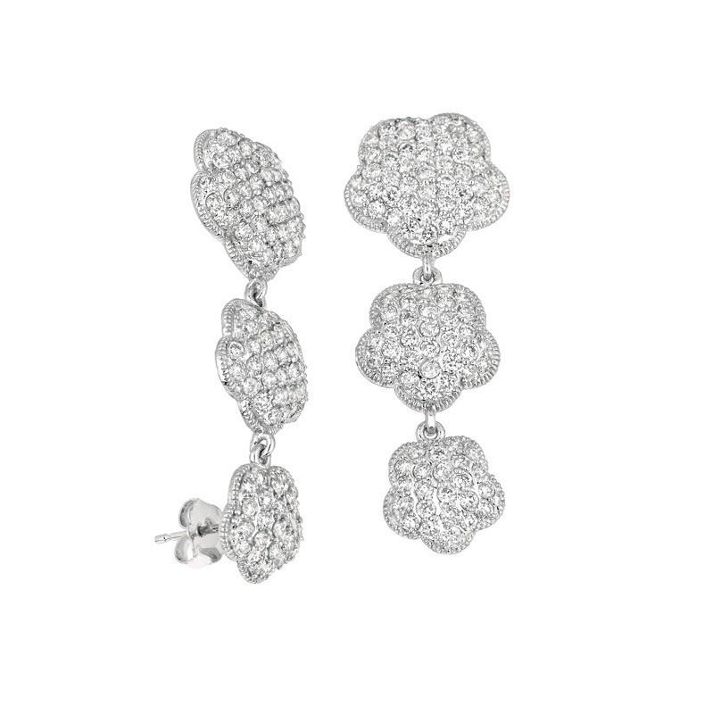 Contemporary 5.00 Carat Natural Diamond Drop Earrings G SI 14 Karat White Gold For Sale