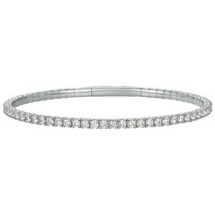 5.00 Carat Natural Diamond Flexible Bangle Bracelet G-H SI 14k White Gold