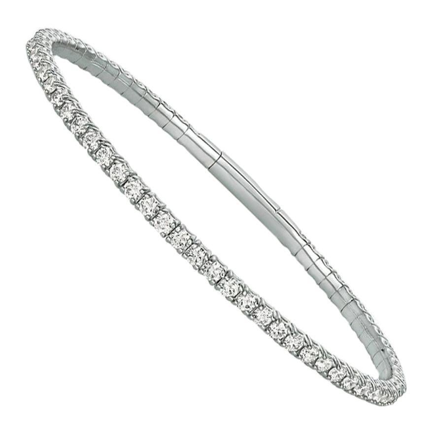 Bracelet jonc souple en or blanc 14 carats avec diamants naturels de 5,00 carats G-H SI