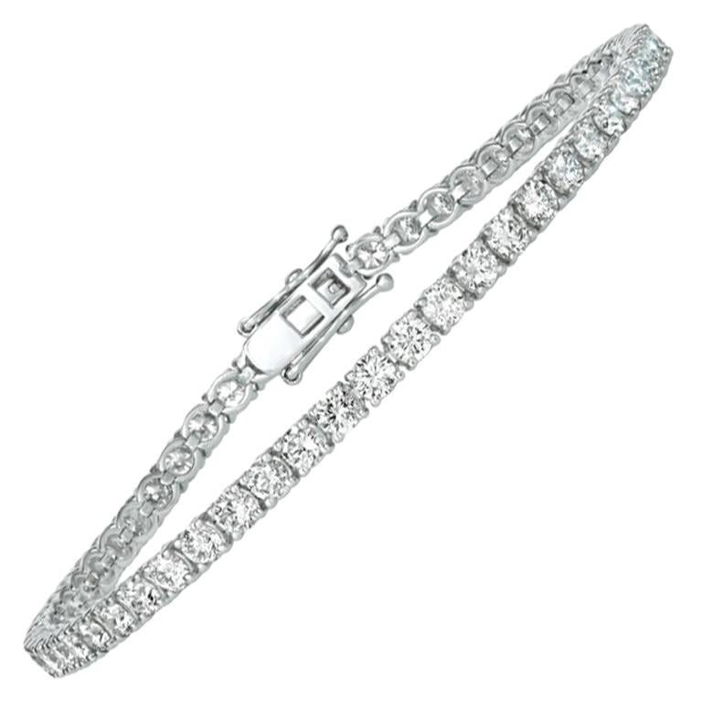 Bracelet tennis en or blanc 14 carats avec diamants naturels de 5,00 carats G SI