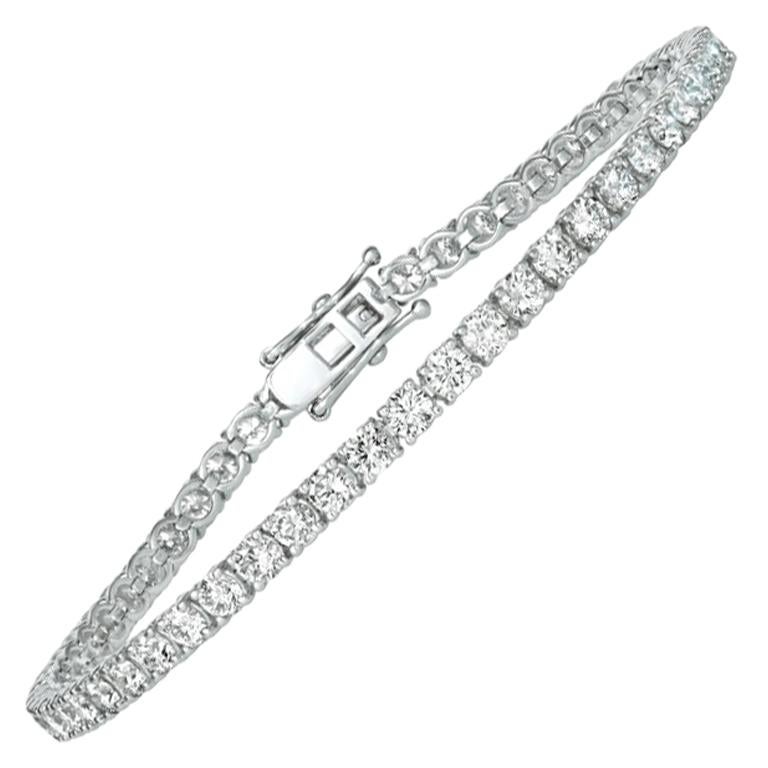 5.00 Carat Natural Diamond Tennis Bracelet G SI 14 Karat White Gold For Sale