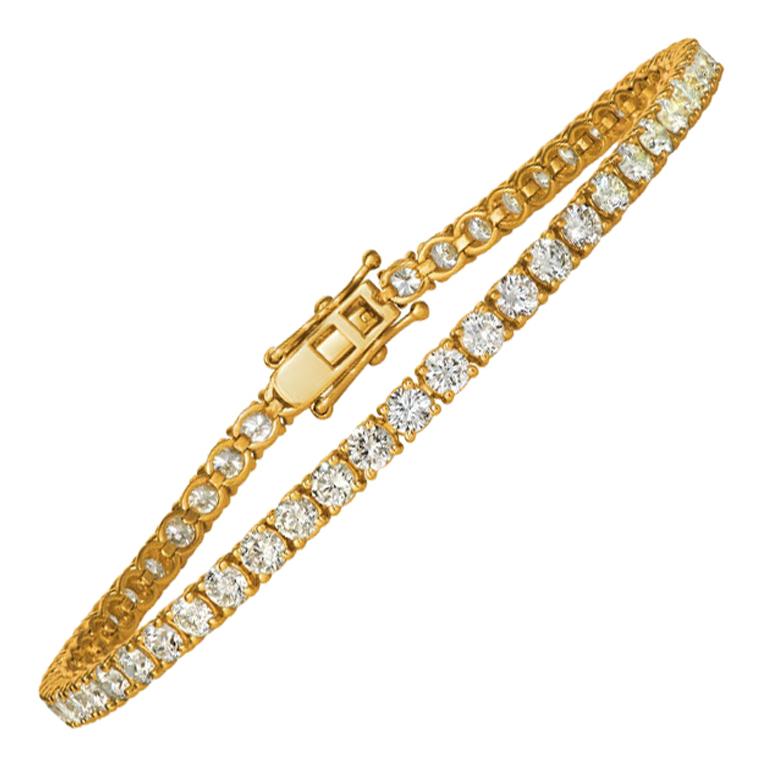 5.00 Carat Natural Diamond Tennis Bracelet G SI 14 Karat Yellow Gold