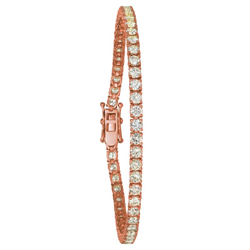 Contemporary 5.00 Carat Natural Diamond Tennis Bracelet G SI 14 Karat Rose Gold For Sale