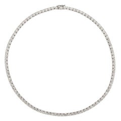 5.00 Carat Natural Diamond Tennis Necklace G SI 14K White Gold 16 inches