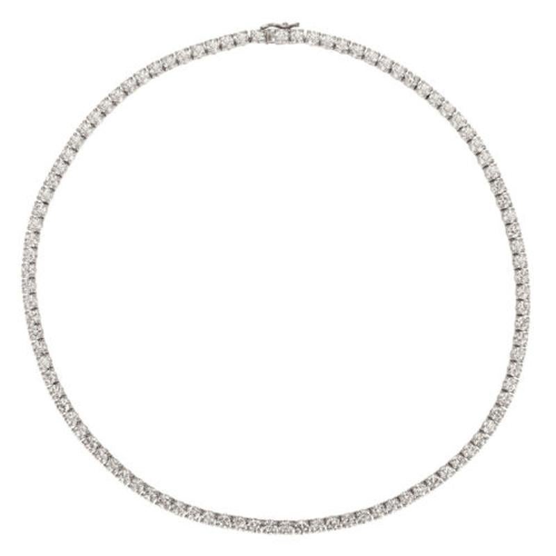 Modern 5.00 Carat Natural Diamond Tennis Necklace G SI 14K White Gold 16 inches For Sale