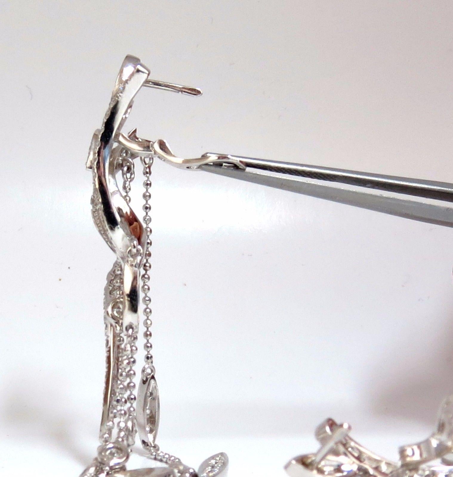 Women's or Men's 5.00 Carat Natural Diamonds Modern Dangle Ball Chain Drop Earrings 18 Karat For Sale