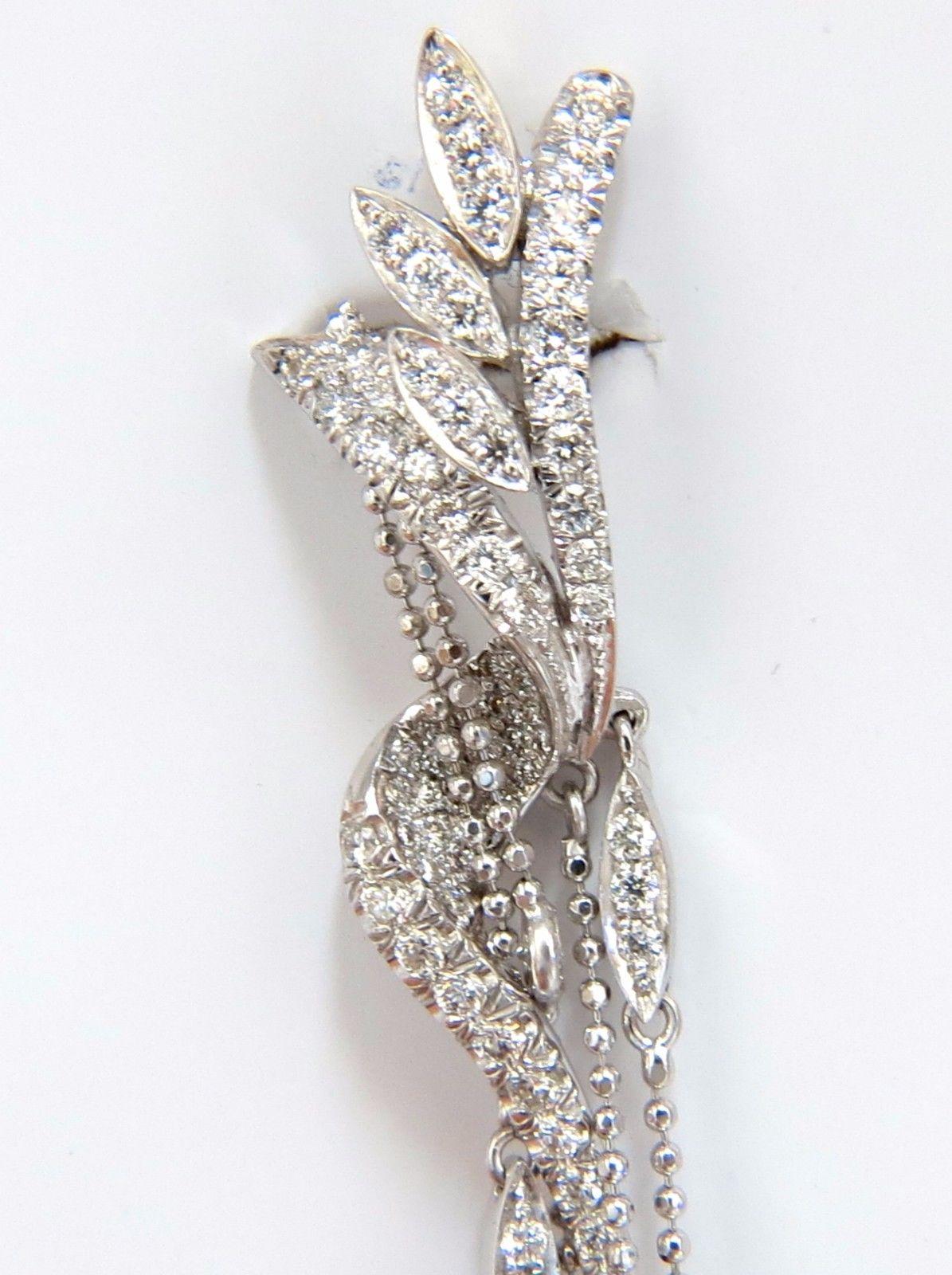 5.00 Carat Natural Diamonds Modern Dangle Ball Chain Drop Earrings 18 Karat For Sale 3