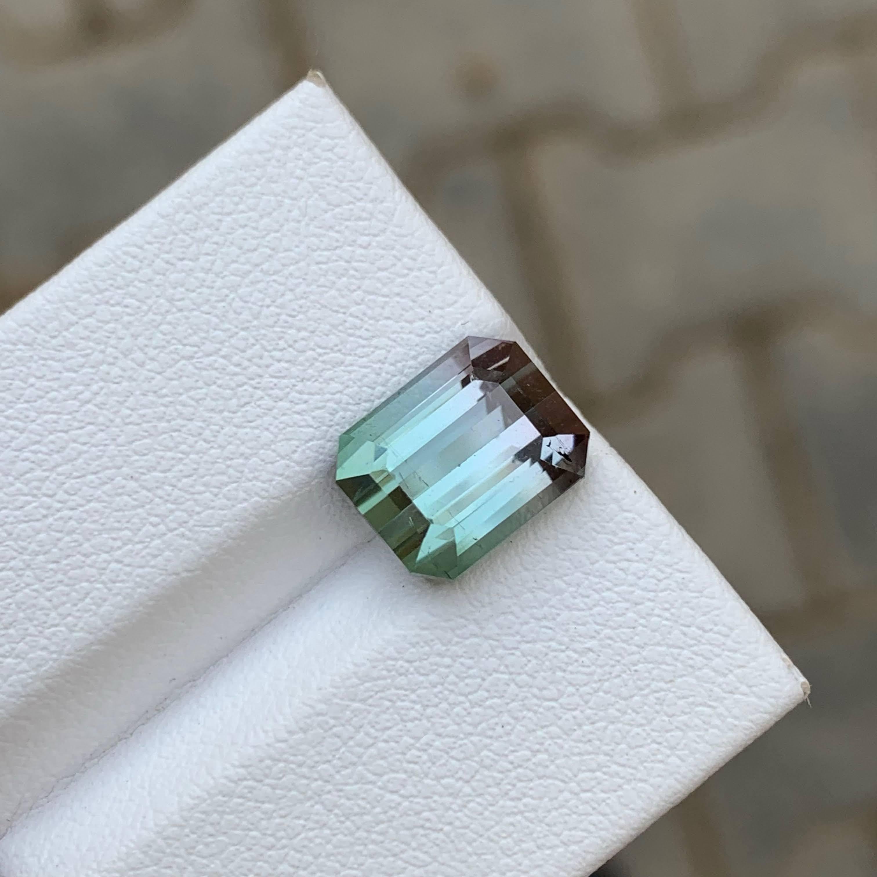 5,00 Karat Natürliche Lose Bi Color Turmalin Stein Smaragd Schliff Afrika Edelstein (Smaragdschliff) im Angebot