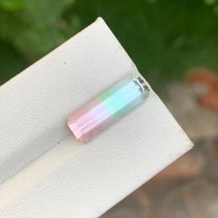 5.00 Carat Natural Loose Tri Colour Tourmaline Long Emerald Shape Gemstone