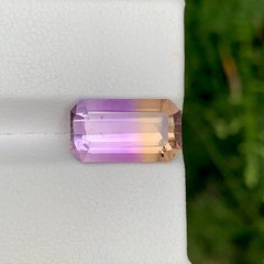 Gema brasileña de ametrina bicolor natural suelta, de 5,00 quilates, con corte esmeralda