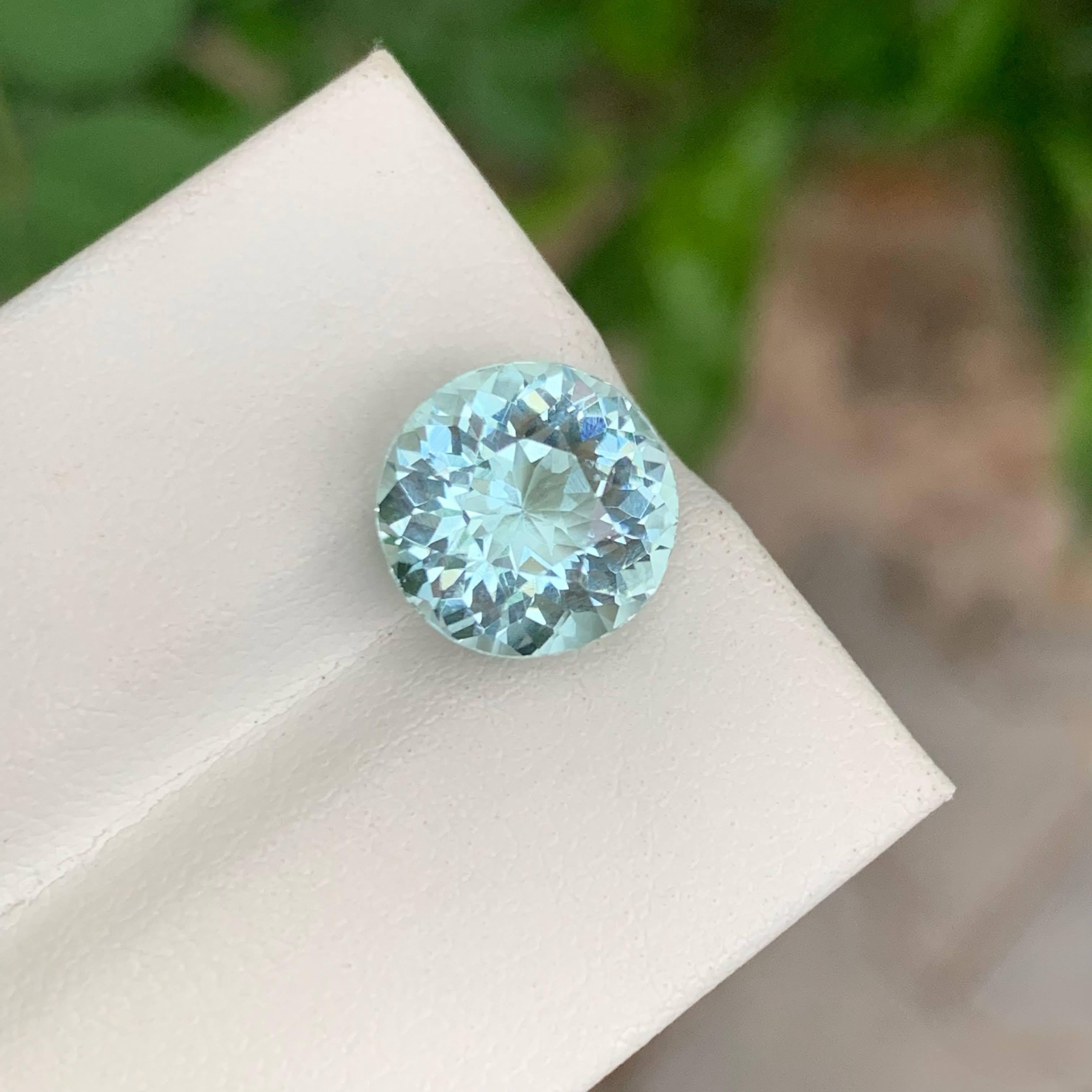 5.00 Carat Natural Loose Blue Aquamarine Stone Round Cut African Gemstone In New Condition For Sale In Bangkok, TH