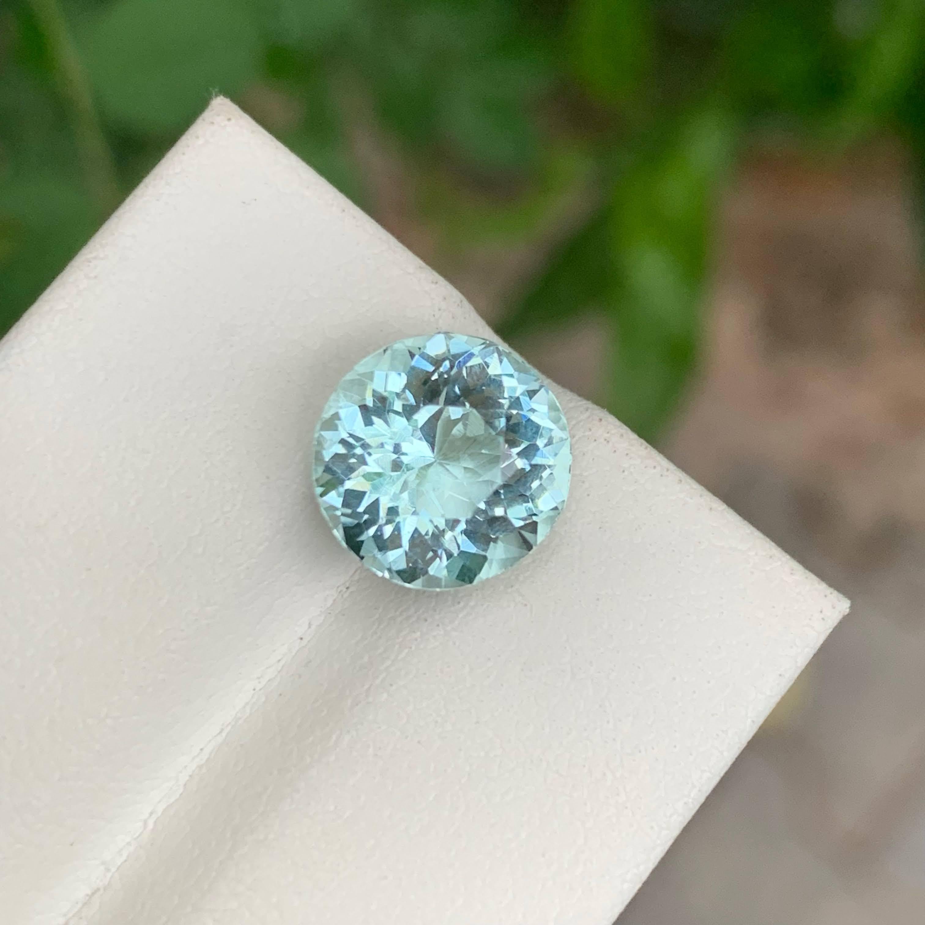 5.00 Carat Natural Loose Blue Aquamarine Stone Round Cut African Gemstone For Sale 1