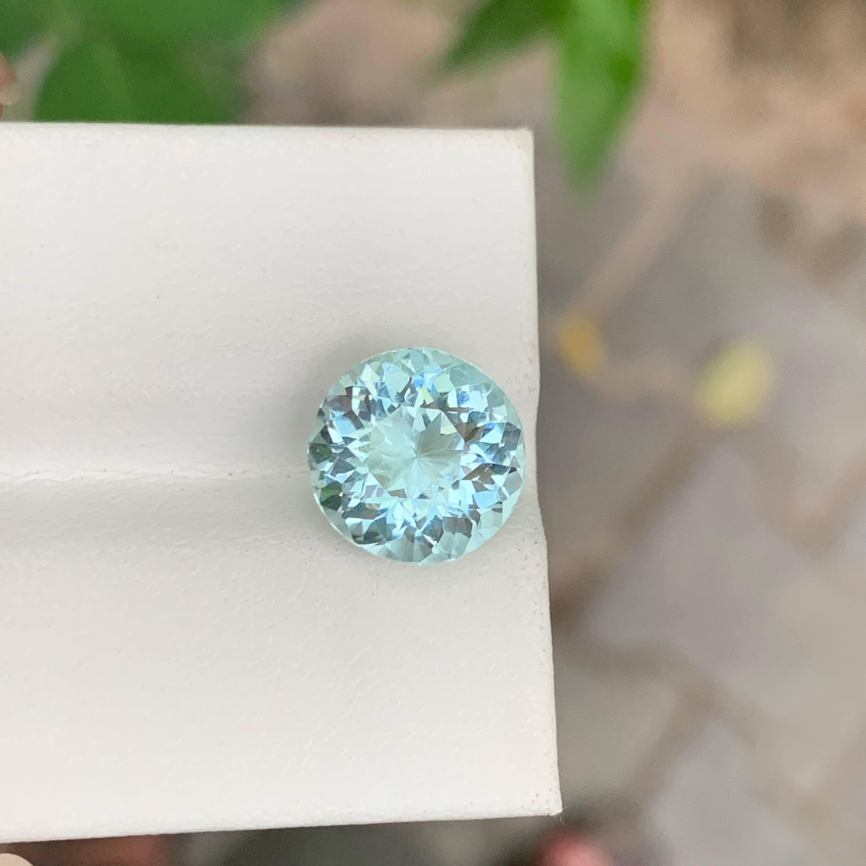 5.00 Carat Natural Loose Blue Aquamarine Stone Round Cut African Gemstone For Sale 2