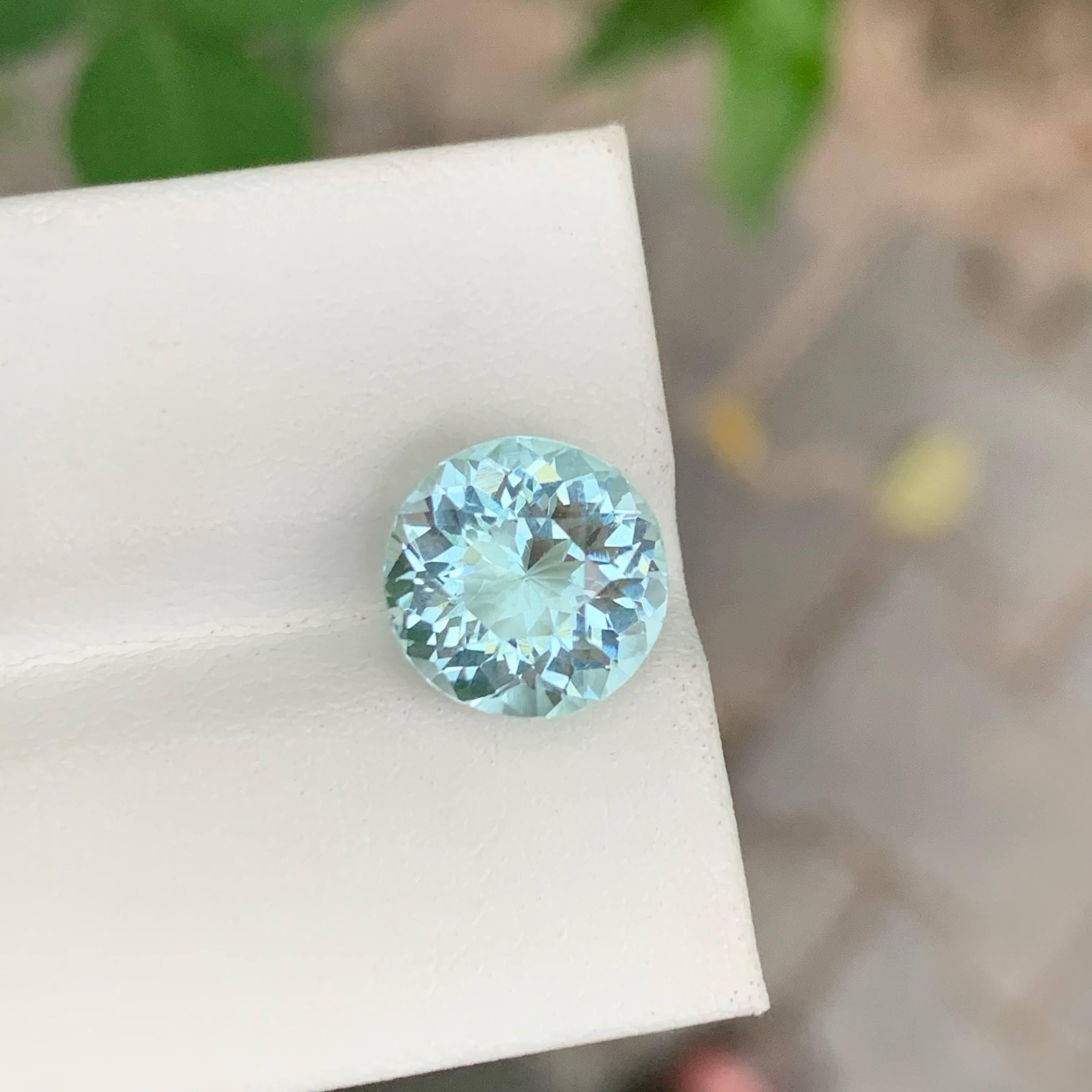 5.00 Carat Natural Loose Blue Aquamarine Stone Round Cut African Gemstone For Sale 3